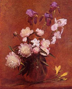 Henri Fantin-Latour : Bouquet of Peonies and Iris